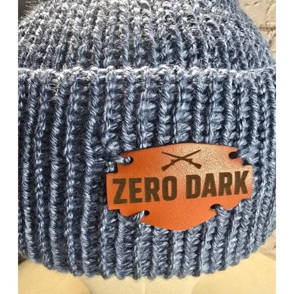 Zero Dark Handmade Beanie Hat Blue Knit Cuffed Acrylic OS Unisex - Picture 2 of 4